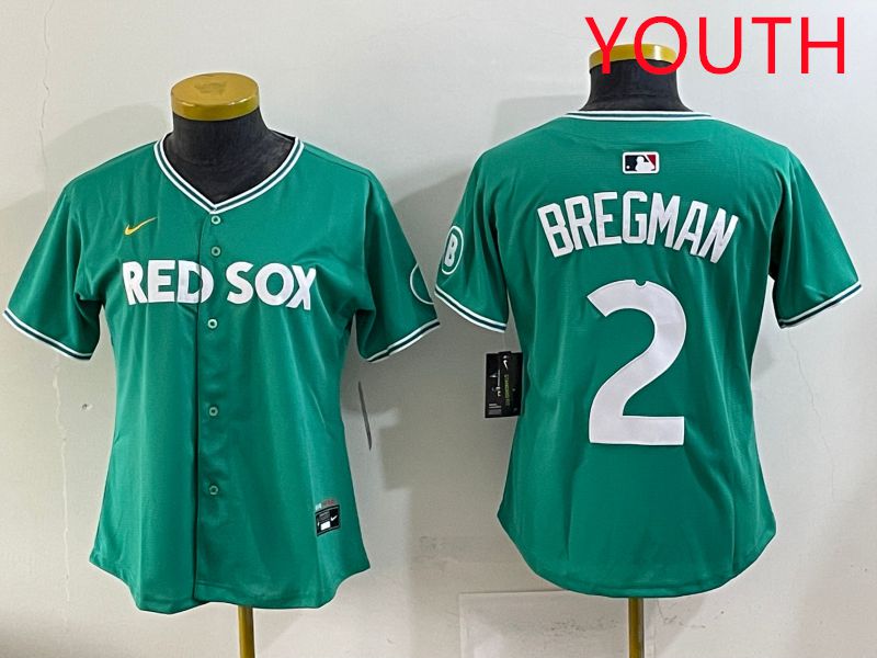 Youth 2025 Boston Red Sox #2 Bregman Dark Green Joint Name Nike MLB Jersey style 1